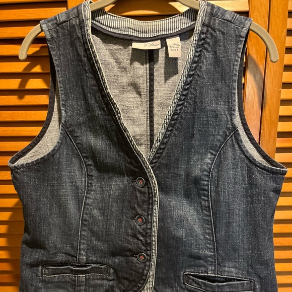 WOMENS CHICO’S PLATINUM SZ 2/Lg  DENIM VEST - Picture 1 of 8